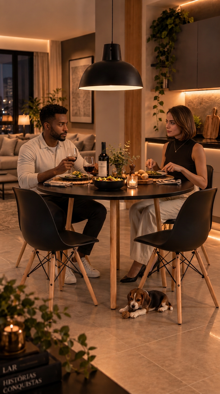 Casal em ambiente de jantar Lar DecorArte